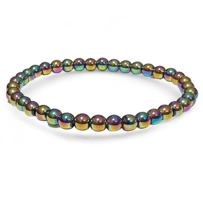 Bracelet taille enfants hématite arc en ciel Chine A (boules 3-4mm) - La Boite à Cailloux