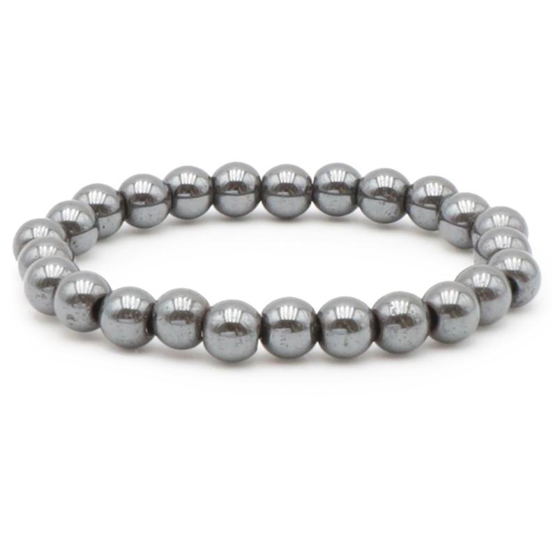 Bracelet taille enfants hématite Chine A (boules 5 - 6mm) - La Boite à Cailloux