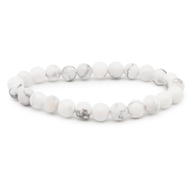 Bracelet taille enfants howlite A (boules 5 - 6mm) - La Boite à Cailloux