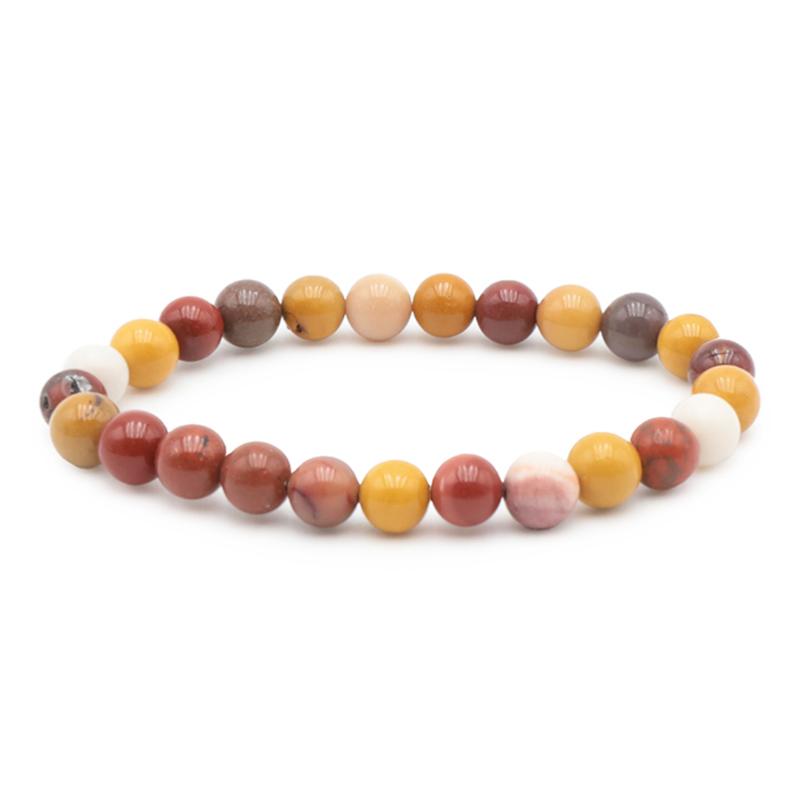 Bracelet taille enfants jaspe mokaite A (boules 5 - 6mm) - La Boite à Cailloux