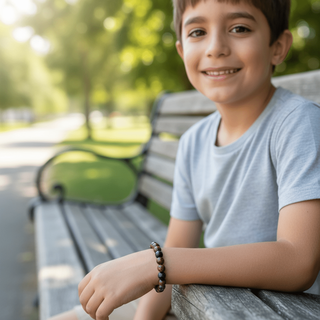 Bracelet taille enfants multi - oeil A (boules 5 - 6mm) - La Boite à Cailloux
