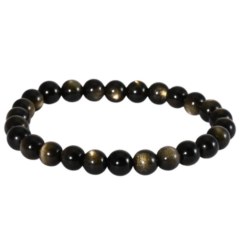 Bracelet taille enfants obsidienne dorée A (boules 5 - 6mm) - La Boite à Cailloux