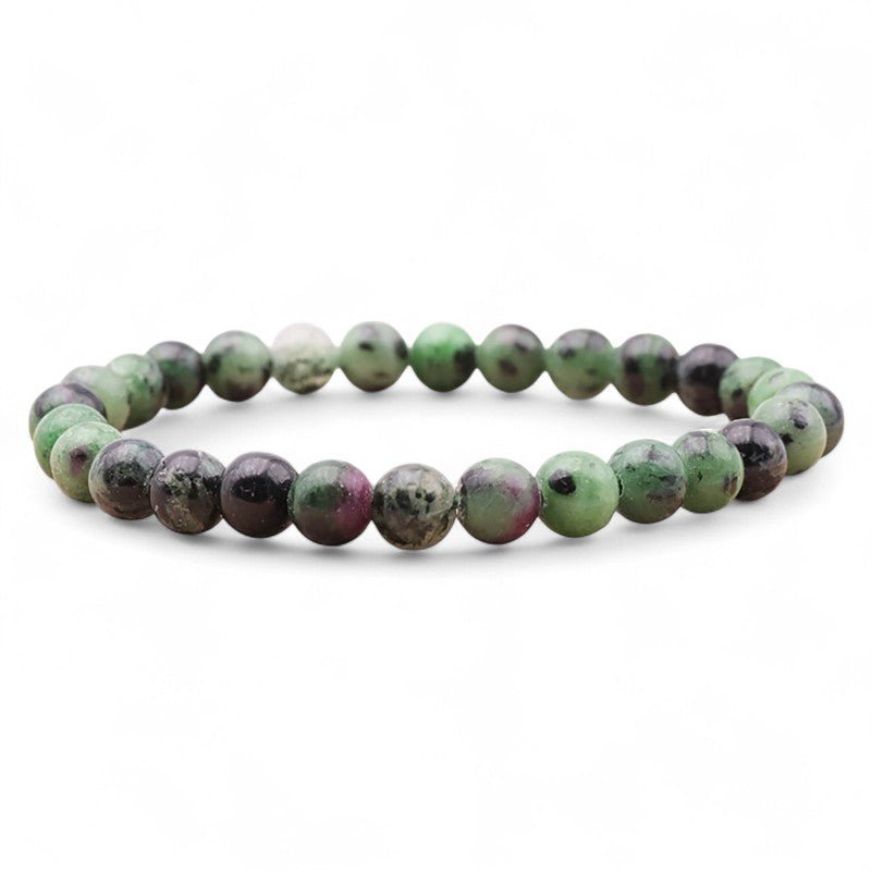 Bracelet taille enfants rubis sur zoisite (boules 5 - 6mm) - La Boite à Cailloux