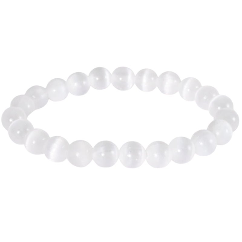 Bracelet taille enfants Selenite Maroc (boules 5 - 6mm) - La Boite à Cailloux