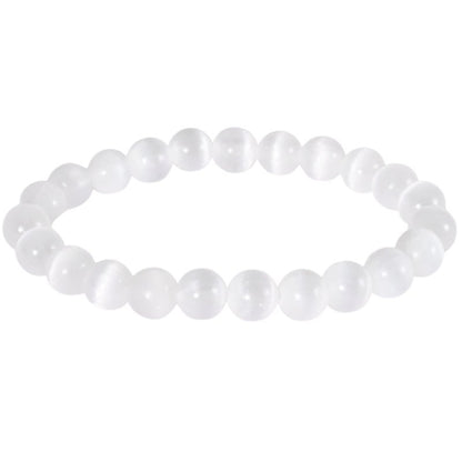 Bracelet taille enfants Selenite Maroc (boules 5 - 6mm) - La Boite à Cailloux