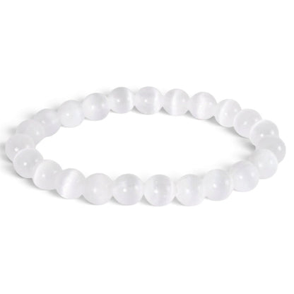 Bracelet taille enfants Selenite Maroc (boules 5-6mm) - La Boite à Cailloux