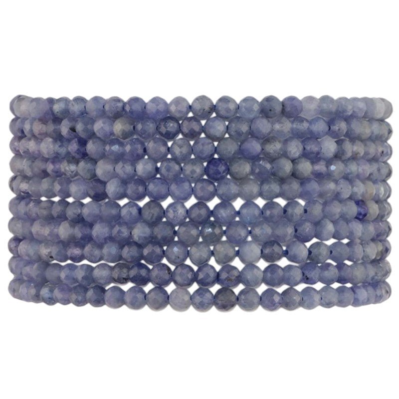 Bracelet tanzanite A (perles facettées 3 - 4mm) - La Boite à Cailloux
