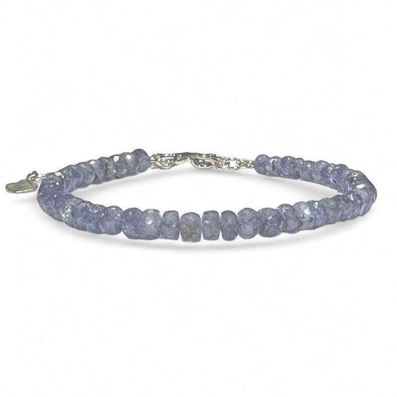 Bracelet tanzanite AA perles facettées 3 - 4mm argent 925 - La Boite à Cailloux