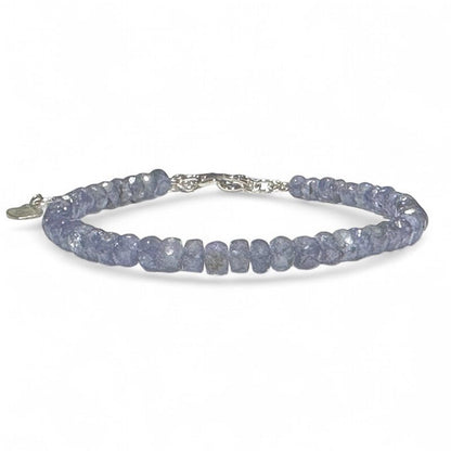Bracelet tanzanite AA perles facettées 3 - 4mm argent 925 - La Boite à Cailloux