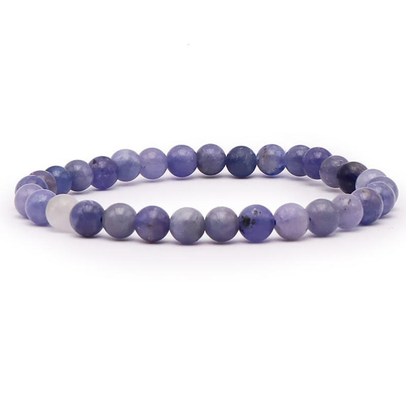 Bracelet tanzanite bleue A (boules 5 - 6mm) - La Boite à Cailloux
