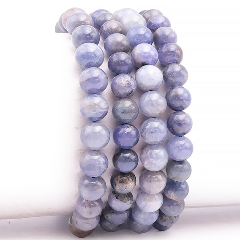 Bracelet tanzanite bleue A (boules 8 - 9mm) - La Boite à Cailloux