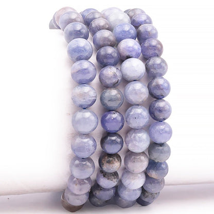 Bracelet tanzanite bleue A (boules 8 - 9mm) - La Boite à Cailloux