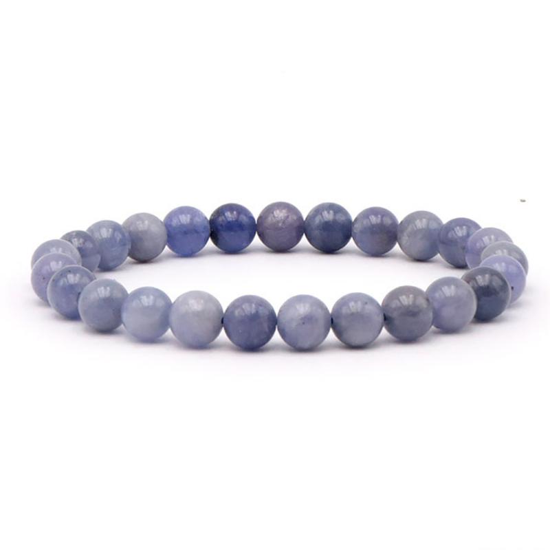 Bracelet tanzanite bleue A (boules 8 - 9mm) - La Boite à Cailloux