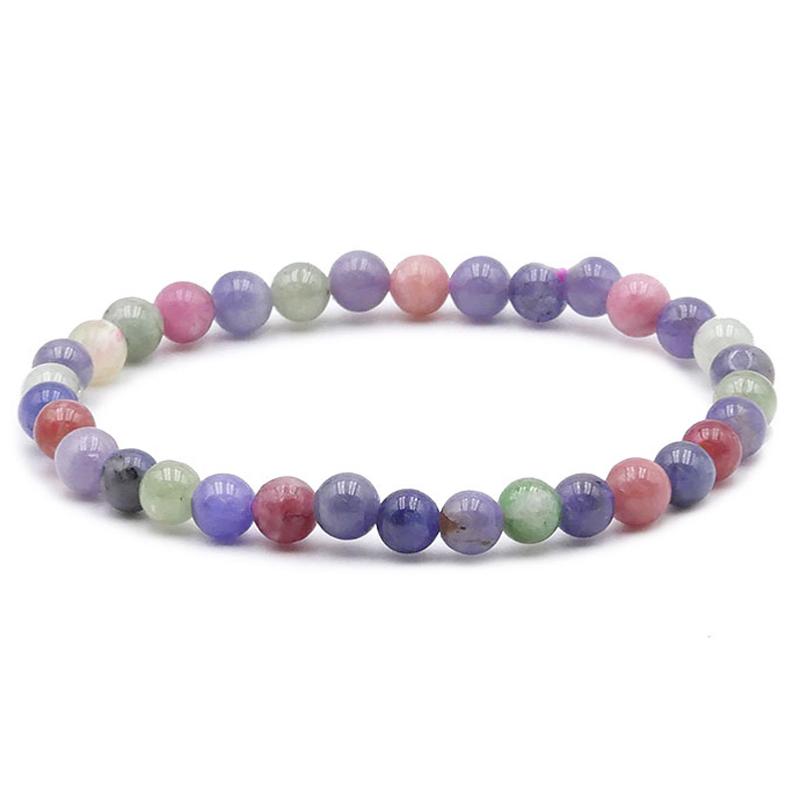 Bracelet tanzanite multicolore AA (boules 5 - 6mm) - La Boite à Cailloux