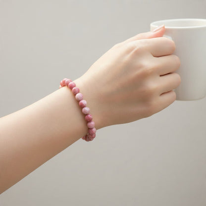Bracelet thulite Norvège A (boules 5-6mm) - La Boite à Cailloux