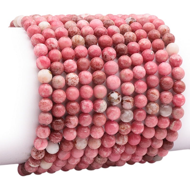 Bracelet thulite Norvège A (boules 5 - 6mm) - La Boite à Cailloux