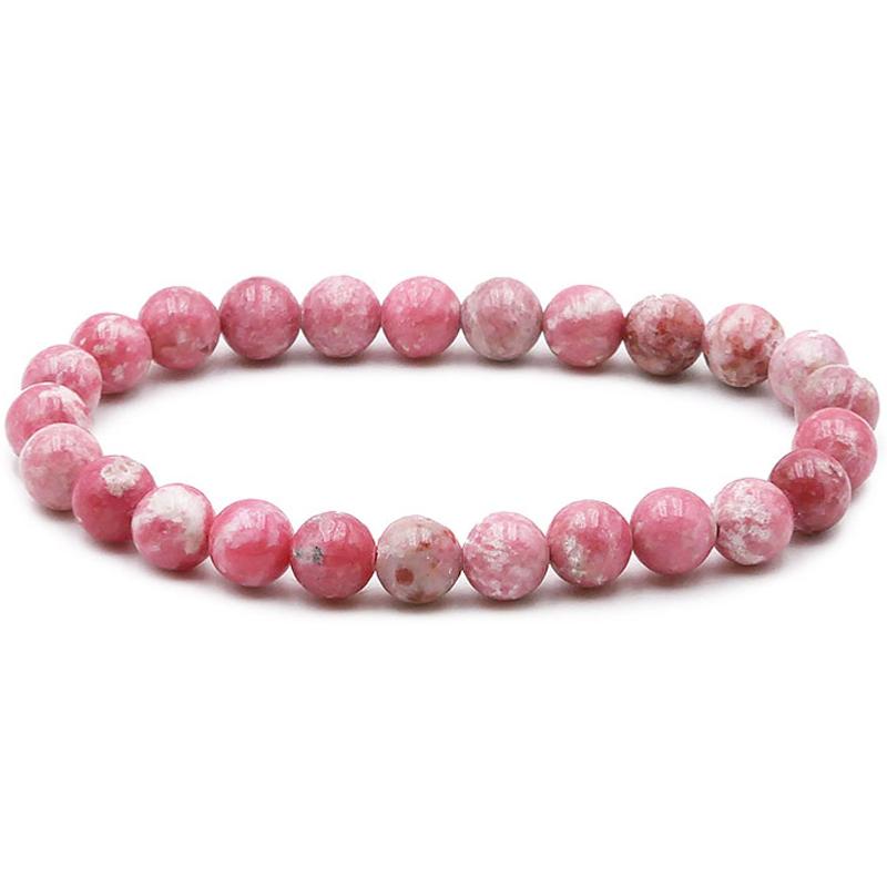 Bracelet thulite Norvège A (boules 7 - 8mm) - La Boite à Cailloux