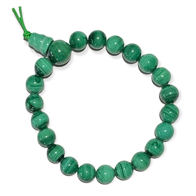 Bracelet tibétain malachite Congo AA (boules 7 - 8mm) - La Boite à Cailloux