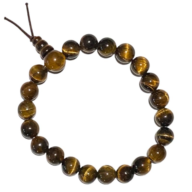 Bracelet tibétain oeil de tigre Afrique du Sud A (boules 7 - 8mm) - La Boite à Cailloux