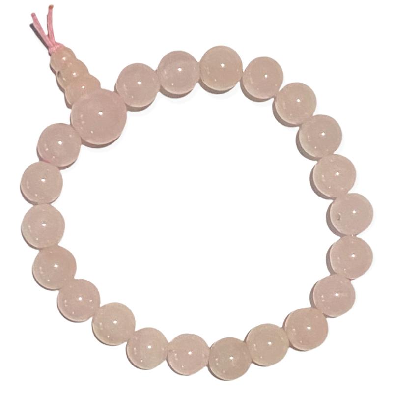 Bracelet tibétain quartz rose Brésil A (boules 7 - 8mm) - La Boite à Cailloux
