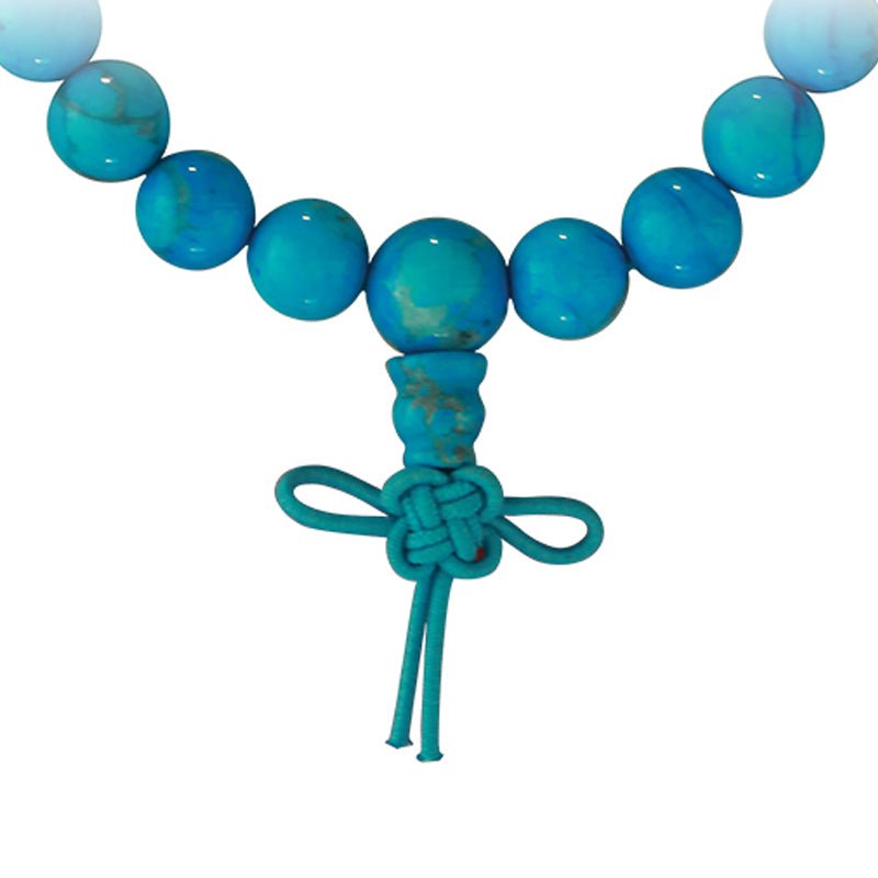 Bracelet tibétain turqenite Chine A Mâlâ (boules 7 - 8mm) - La Boite à Cailloux