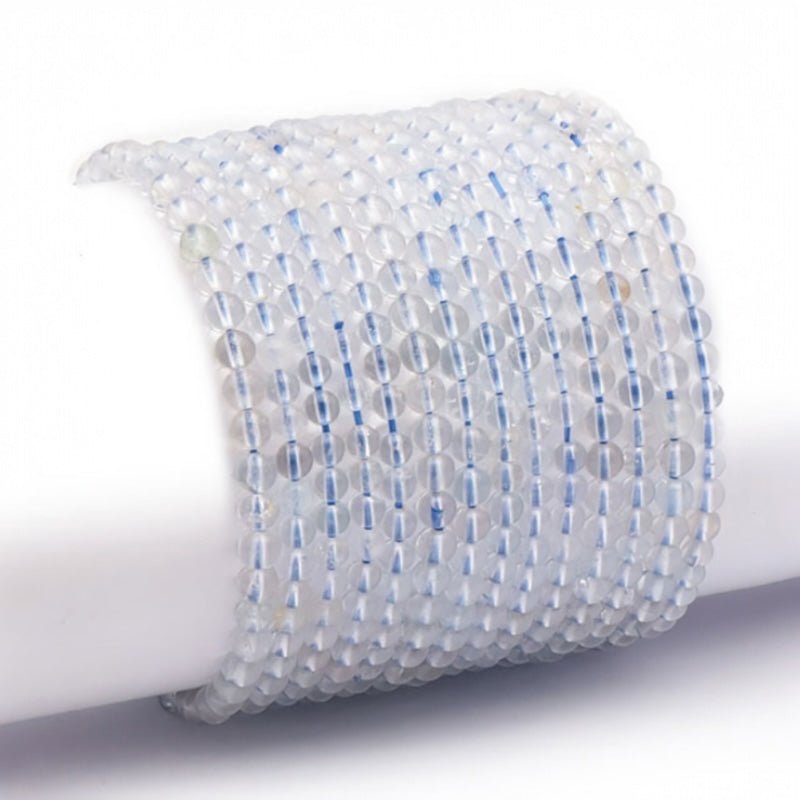 Bracelet topaze bleue Brésil AA (boules 3 - 4mm) - La Boite à Cailloux