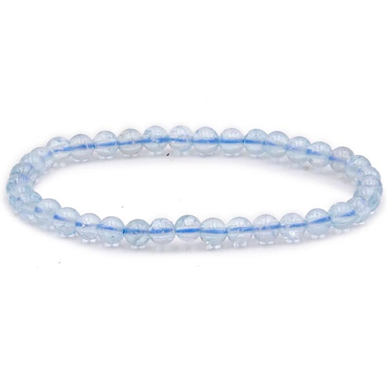 Bracelet topaze bleue Zimbabwe AAA (boules 5 - 6mm) - La Boite à Cailloux