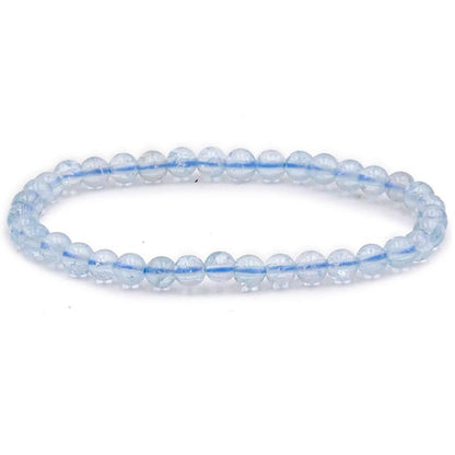 Bracelet topaze bleue Zimbabwe AAA (boules 5 - 6mm) - La Boite à Cailloux