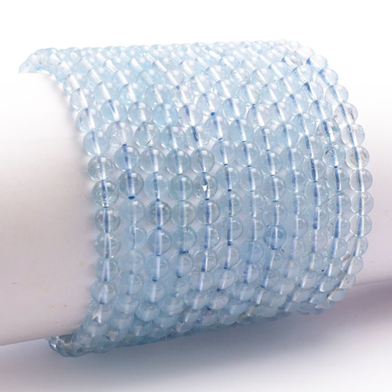 Bracelet topaze bleue Zimbabwe AAA (boules 5 - 6mm) - La Boite à Cailloux