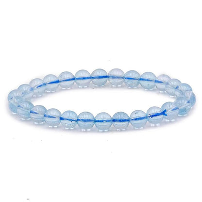 Bracelet topaze bleue Zimbabwe AAA (boules 7,5 - 8,5mm) - La Boite à Cailloux