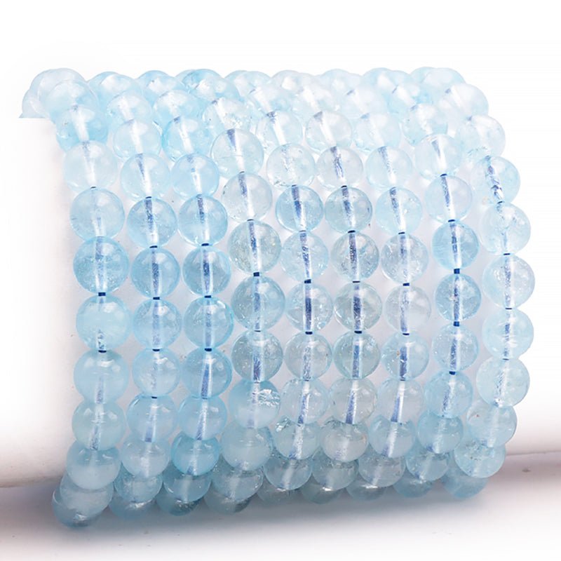 Bracelet topaze bleue Zimbabwe AAA (boules 7,5 - 8,5mm) - La Boite à Cailloux