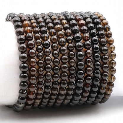 Bracelet tourmaline marron Brésil A+ (dravite) boules 5 - 6mm - La Boite à Cailloux