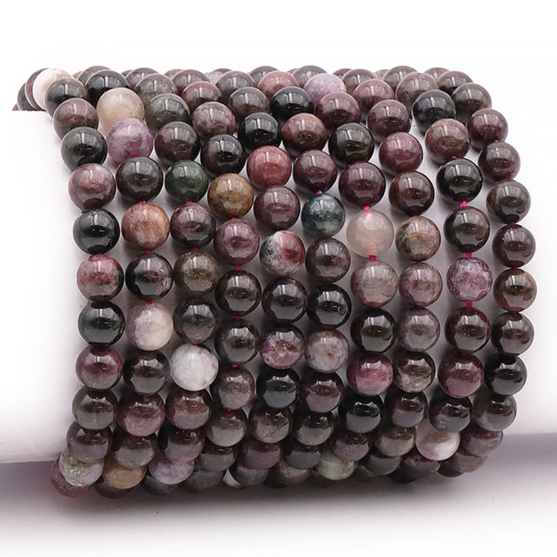 Bracelet tourmaline multicolore Brésil A (boules 7 - 8mm) - La Boite à Cailloux