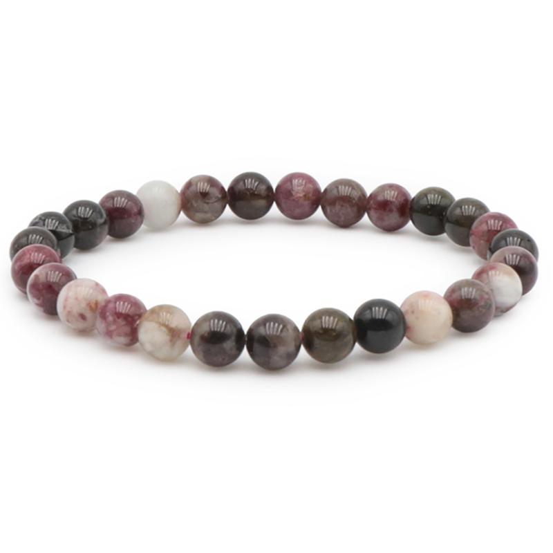 Bracelet tourmaline multicolore Brésil A (boules 7 - 8mm) - Taille L - La Boite à Cailloux