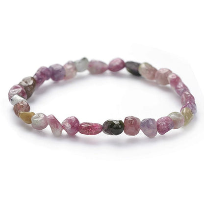 Bracelet tourmaline multicolore Brésil A (grains 5 - 7mm) - La Boite à Cailloux