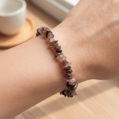 Bracelet tourmaline multicolore Brésil A (perles baroques) - La Boite à Cailloux