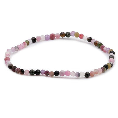 Pulsera de turmalina multicolor Brasil A (cuentas facetadas 3-4mm)