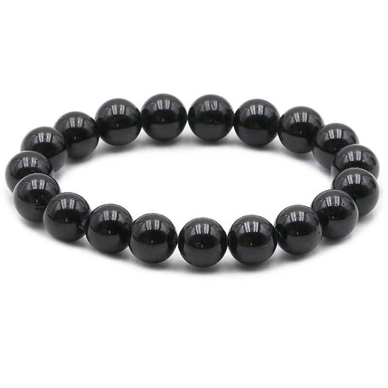 Bracelet tourmaline noire Brésil A (boules 10mm) - La Boite à Cailloux