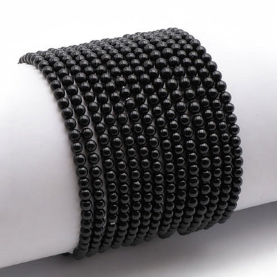 Pulsera turmalina negra Brasil A (bolas 3-4mm)