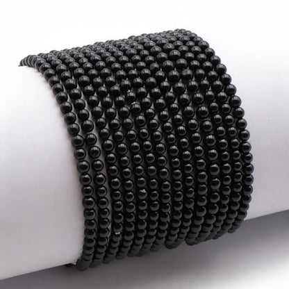 Bracelet tourmaline noire Brésil A (boules 3 - 4mm) - La Boite à Cailloux