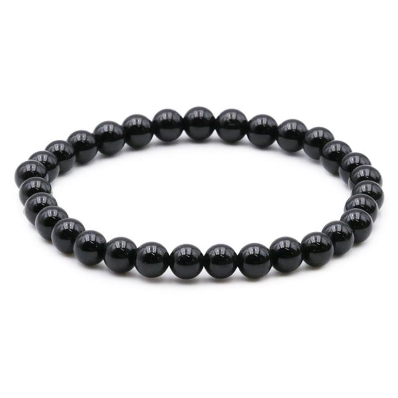Bracelet tourmaline noire Brésil A (boules 5 - 6mm) - La Boite à Cailloux