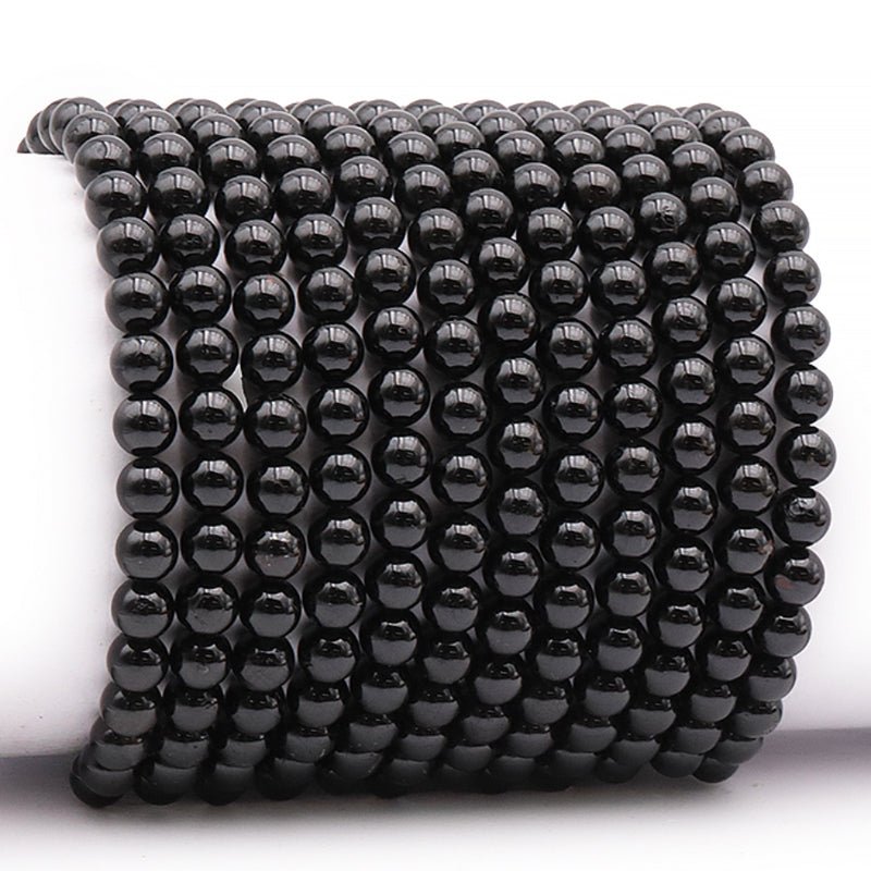 Bracelet tourmaline noire Brésil A (boules 5 - 6mm) - La Boite à Cailloux