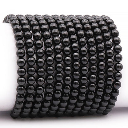 Bracelet tourmaline noire Brésil A (boules 5 - 6mm) - La Boite à Cailloux