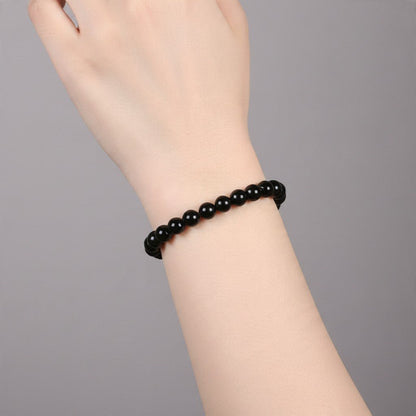 Bracelet tourmaline noire Brésil A (boules 5-6mm) - La Boite à Cailloux