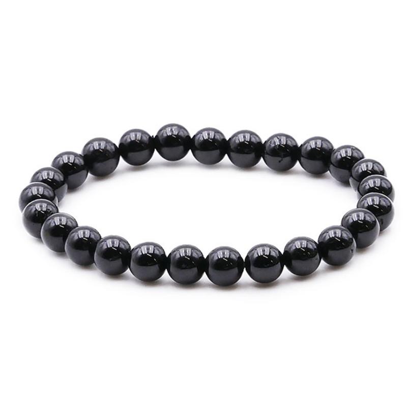 Bracelet tourmaline noire Brésil A (boules 7 - 8mm) - La Boite à Cailloux