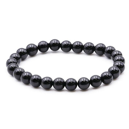 Bracelet tourmaline noire Brésil A (boules 7 - 8mm) - La Boite à Cailloux