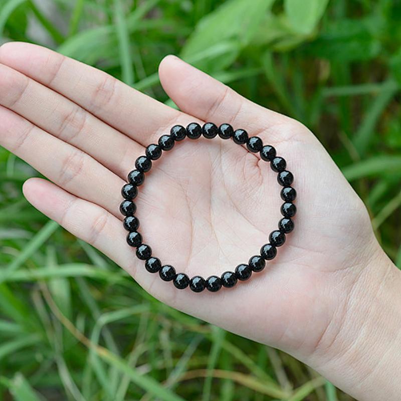 Bracelet tourmaline noire Brésil A (boules 7 - 8mm) - La Boite à Cailloux