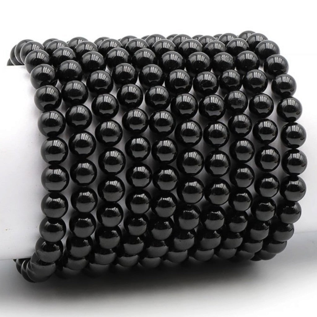 Bracelet tourmaline noire Brésil A (boules 7-8mm) - La Boite à Cailloux