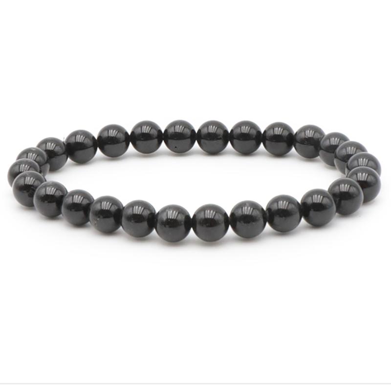 Bracelet tourmaline noire Brésil A (boules 7 - 8mm) - Taille L - La Boite à Cailloux