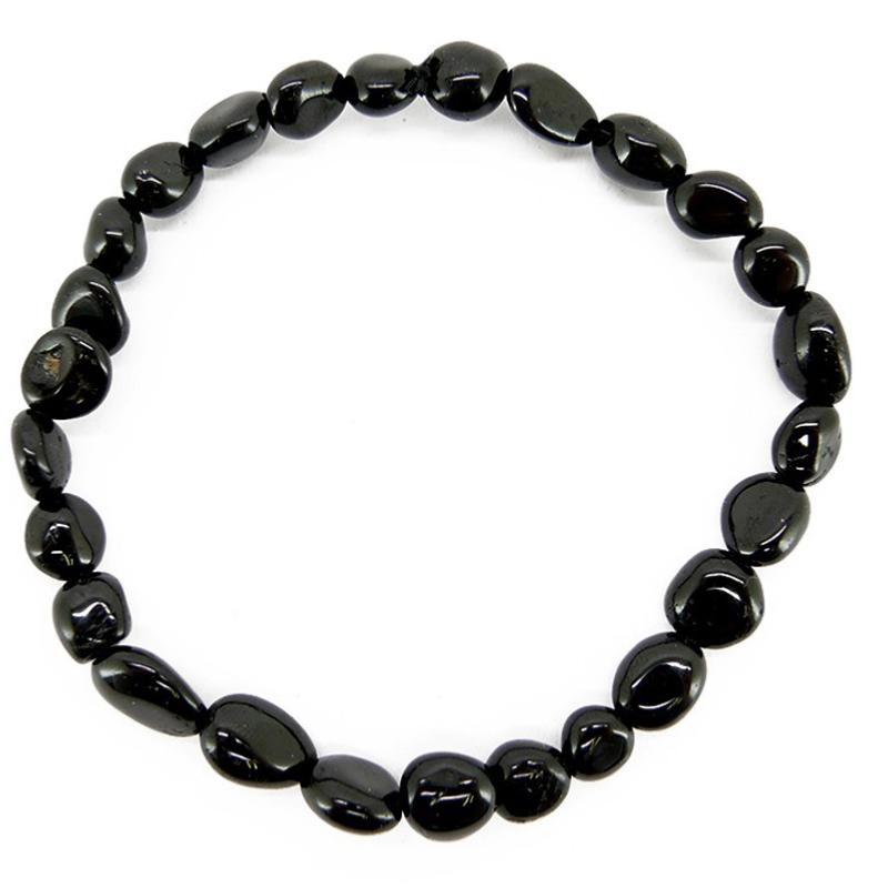Bracelet tourmaline noire Brésil A (grains 5 - 7mm) - La Boite à Cailloux